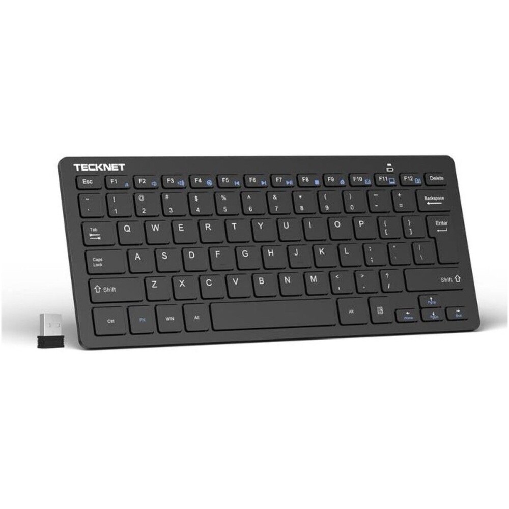 TECKNET 2.4G Wireless Keyboard  Mini Compact Keyboard with Media Hotkeys, 12M...